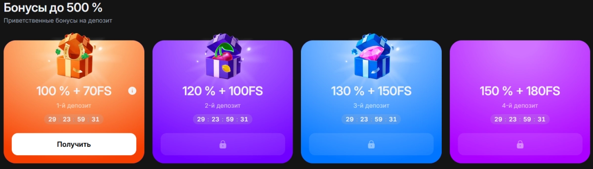 Бонус 1Win на первые 4 депозита